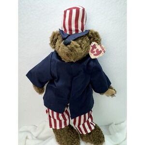 TY Attic Treasures Bear Samuel 1993 14" Patriotic Plush USA Hat NWT Vintage